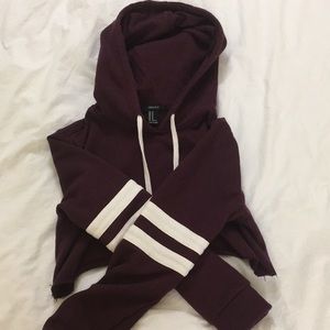 Forever 21 Cropped Maroon Hoodie
